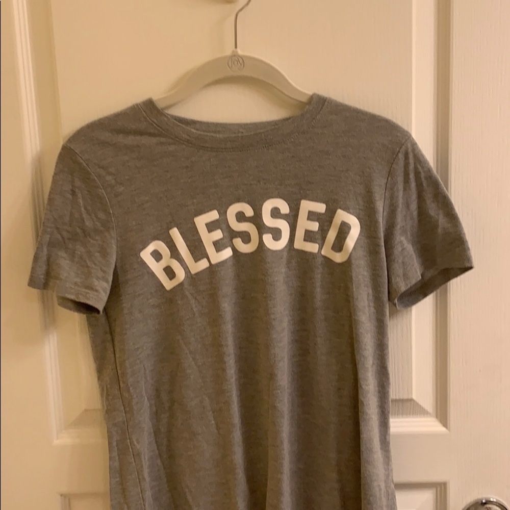 gray “blessed” top